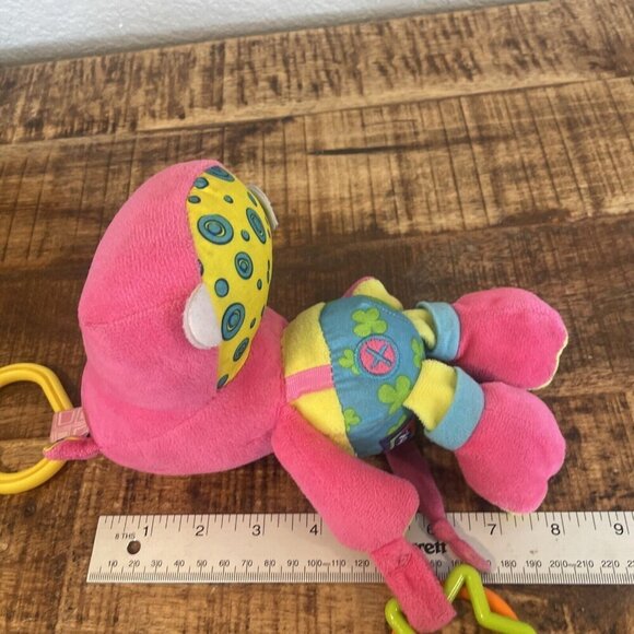 Nuby Tag-A-Long Hanging Plush Pink Hippo Rattle Activity Infant Toddler Toy - Picture 6 of 6